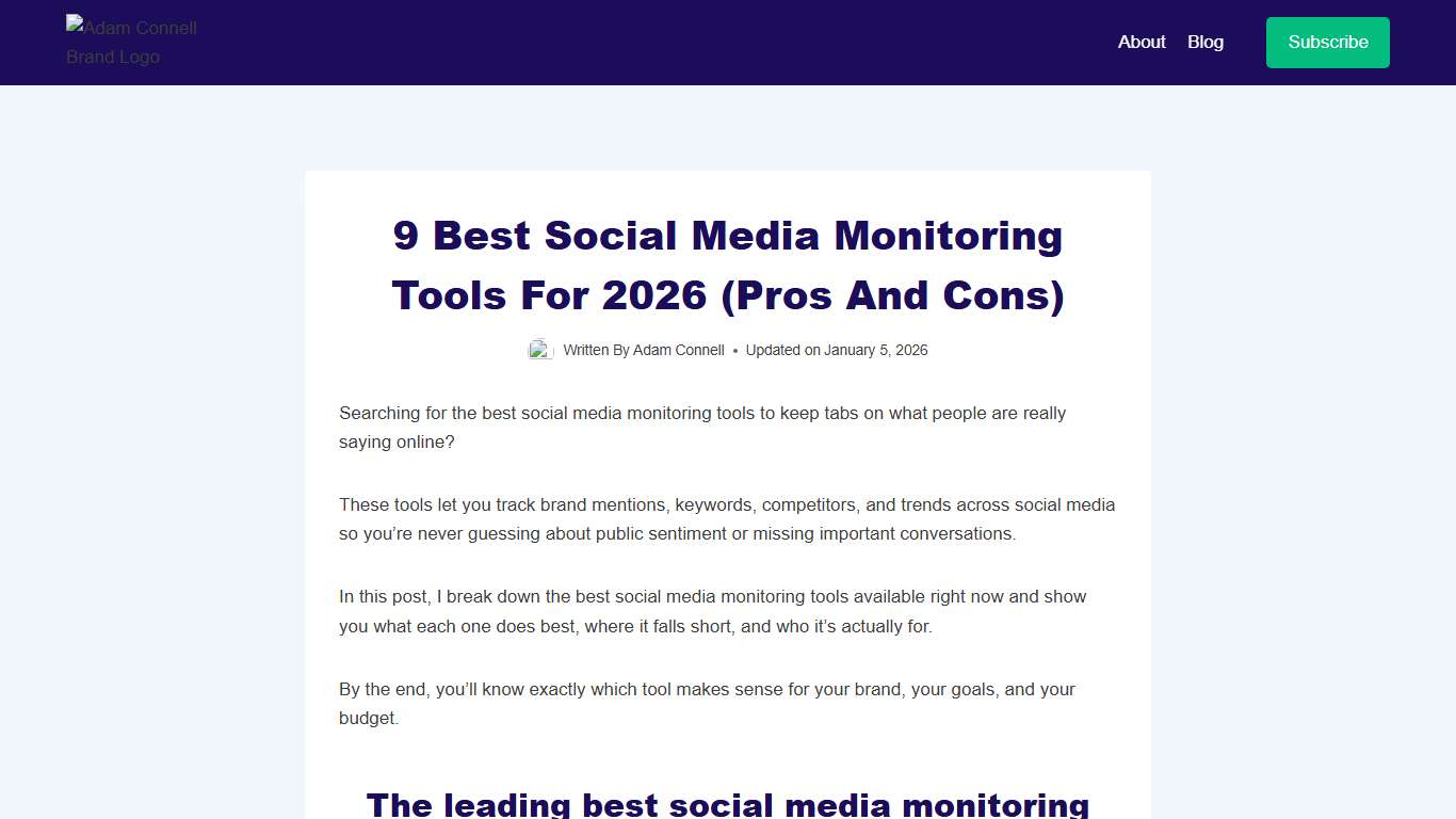 9 Best Social Media Monitoring Tools For 2026 (Pros And Cons)
